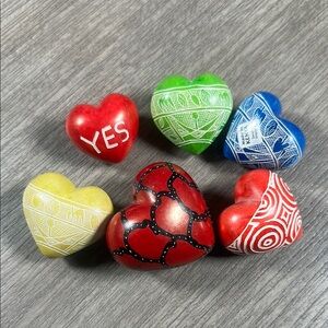 Colorful Handcrafted Soapstone Heart Set